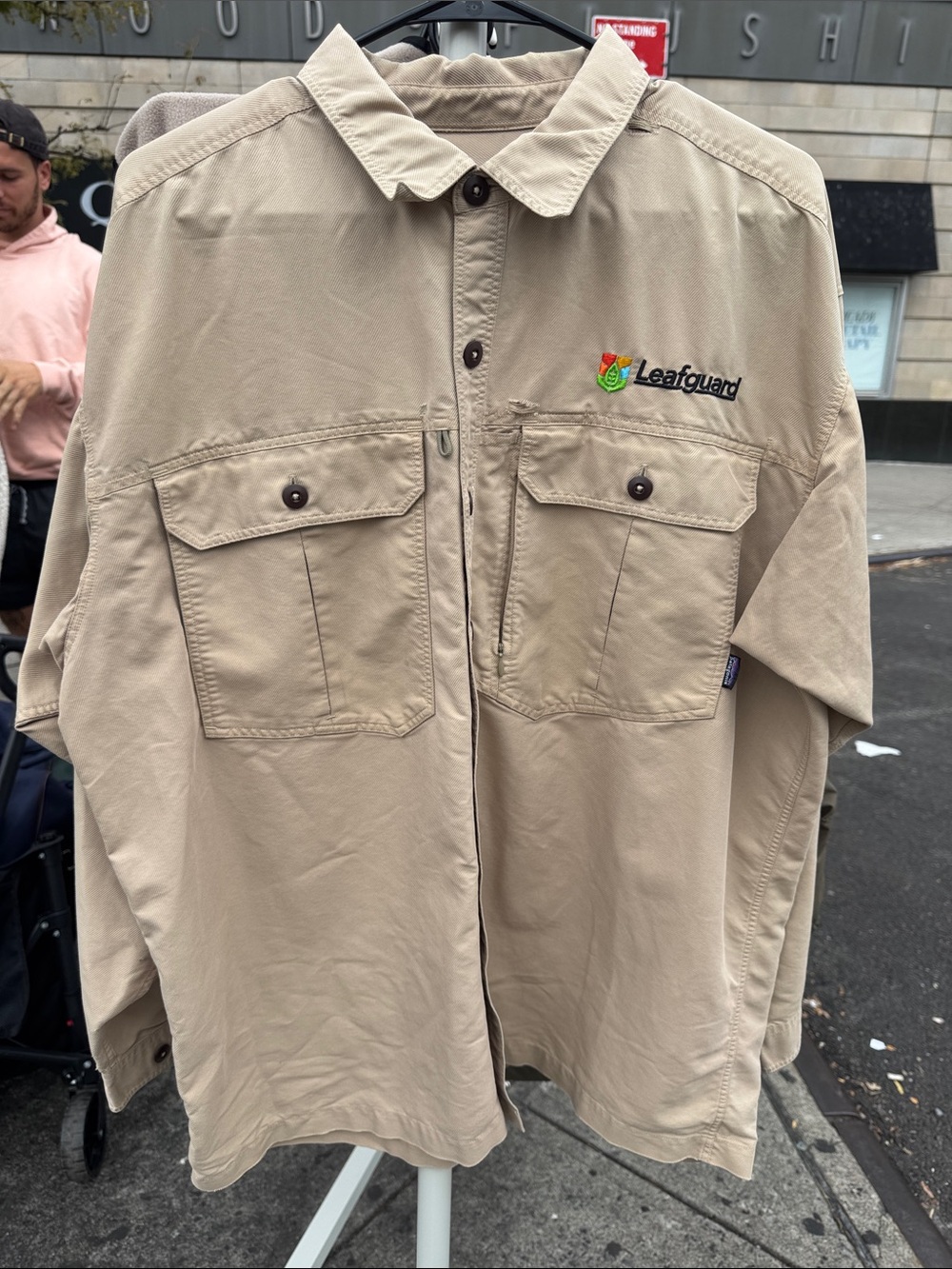 Patagonia Tan Lightweight Work Shirt Jacket with Embroidered Logo